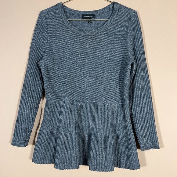 Lane Bryant Plus Fall Gray Ribbed Sweater 14/16 - Picture 1 of 8